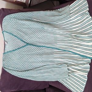 Catherines Teal and White Patterned Sweater Wrap